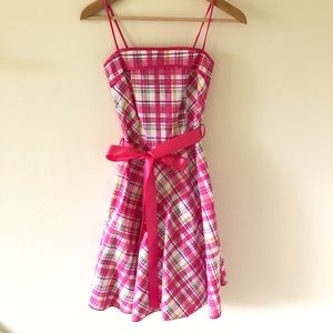 Plaid Spaghetti Strap Midi Dress